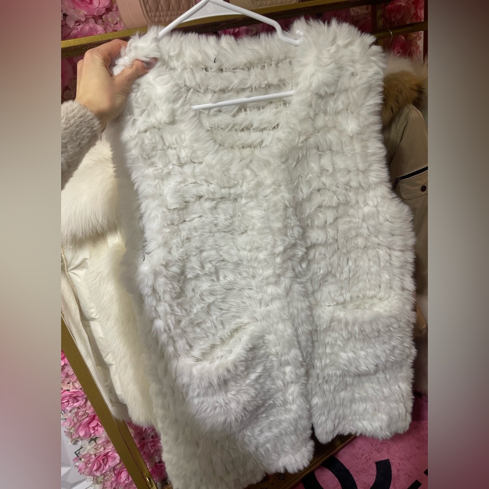 Women's White Faux Fur Vest